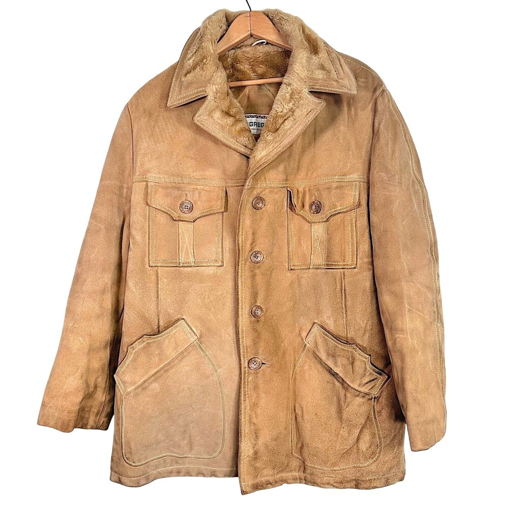 Vintage McGregor Suede Leather Faux Fur Lined Chore Jacket READ